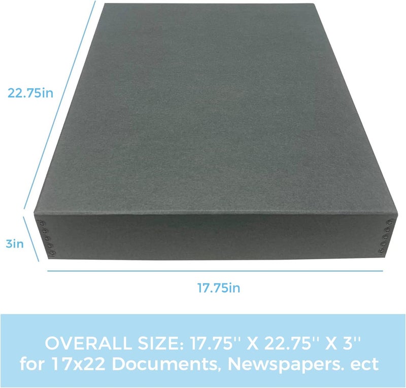 Lineco Museum Archival Storage Box, 17.75x22.75x3 in. Drop Front Design. Acid-Free with Metal Edge. Organize Photos, Pictures, Prints, Documents, Crafts, DIY. Gray, 1 Pack - Image 2